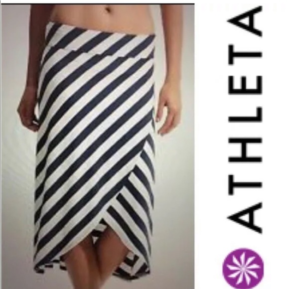 Athleta Faux Wrap Midi Skirt Striped - Picture 7 of 8